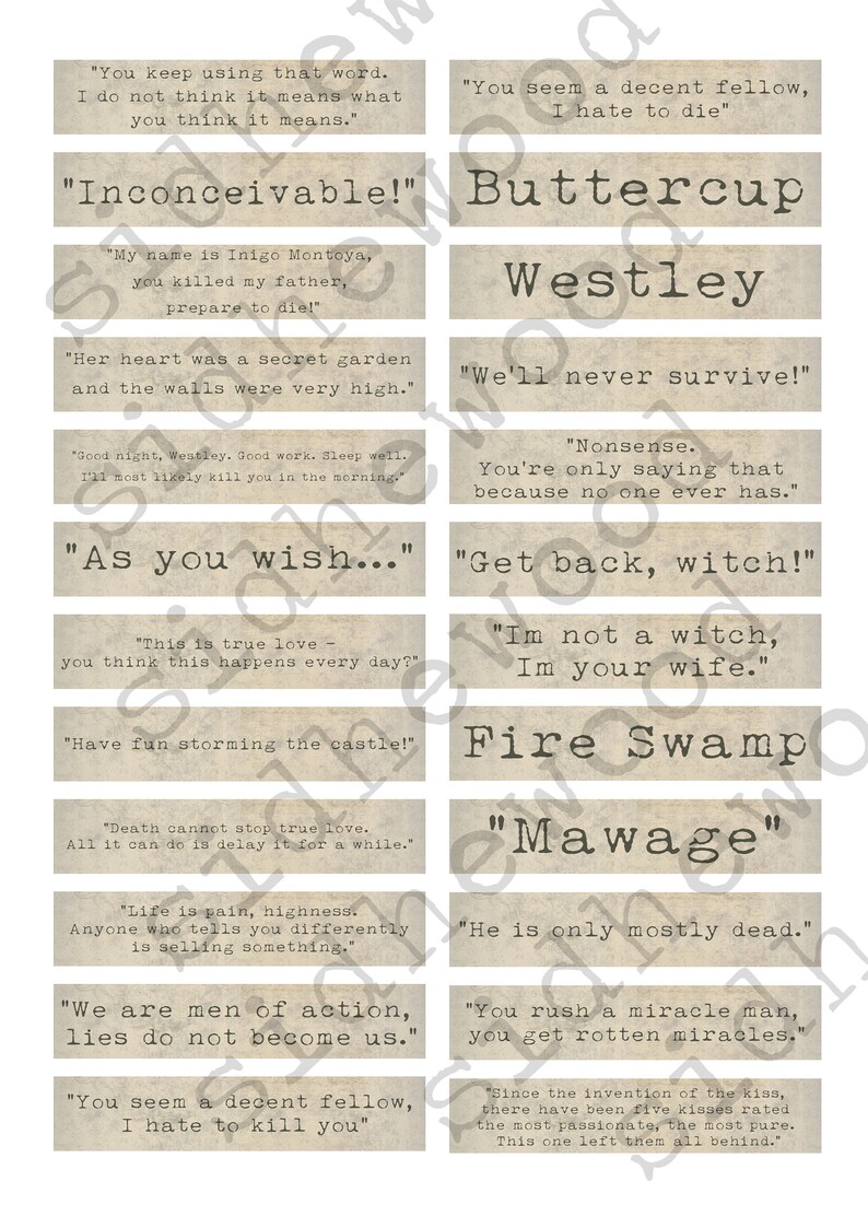 Princess Bride Words and Quotes - Junk Journals, Art Journals, Snail ...