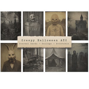 Creepy Images -   ephemera,  junk journal, printable, scrapbook, digital download, scary, halloween collage