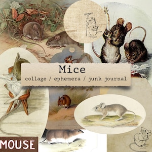 Souris - articles éphémères, journaux indésirables, travaux manuels en papier imprimables, scrapbooking, feuille de collage, téléchargement numérique, vintage