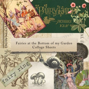 Fairies at the bottom of the Garden Collage Sheet - junk journal, printable paper crafts, ephemera, scrapbooking, digital download, fussy
