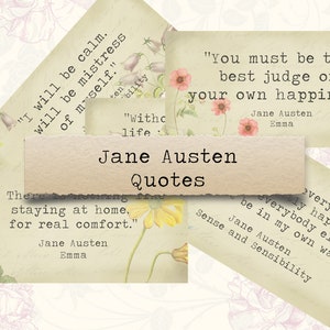 Jane Austen Quotes - ephemera, junk journals, snail mail, printable paper crafts, scrapbooking, collage sheet, digital download