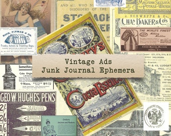 Vintage Ads - ephemera for junk journals, printable paper crafts, scrapbooking, digital download, fussy cut, advertisements, neutral