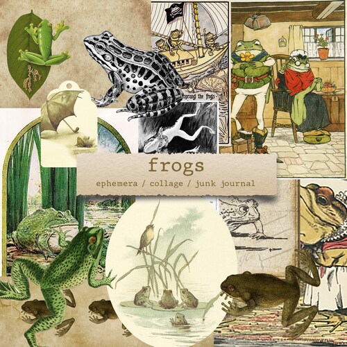 Frogs Ephemera Junk Journals Printable Paper Crafts Etsy