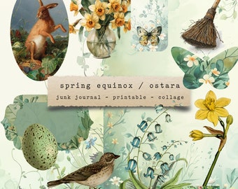 Spring Equinox / Ostara - junk journals, printable, ephemera, scrapbooking, digital download, collage, card making, book of shadows