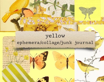 Yellow  - ephemera, junk journals, printable paper crafts, scrapbooking, collage sheet, digital download, vintage, aesthetic, collage kit