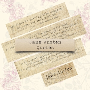 Jane Austen Quotes - ephemera, junk journals, snail mail, printable paper crafts, scrapbooking, collage sheet, digital download