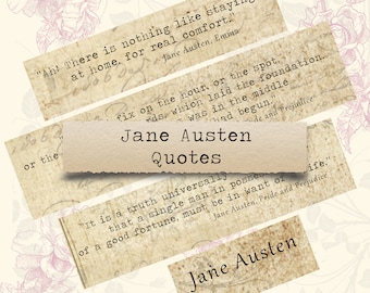 Citas de Jane Austen - efímeras, diarios basura, correo postal, artesanías en papel imprimibles, álbumes de recortes, hojas de collage, descarga digital