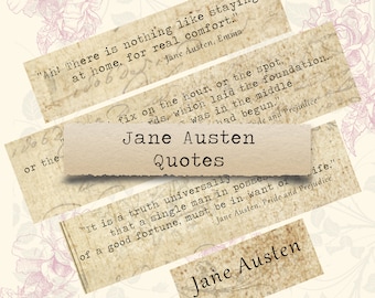 Jane Austen Quotes - ephemera, junk journals, snail mail, printable paper crafts, scrapbooking, collage sheet, digital download