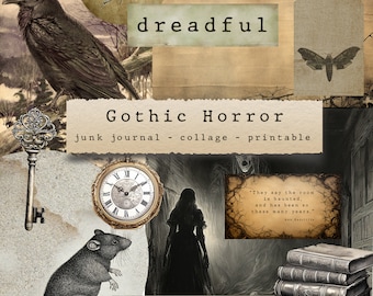 Gothic Horror - junk journals, ephemera, printable paper crafts, scrapbooking, collage sheet, digital download, Halloween, ghost story