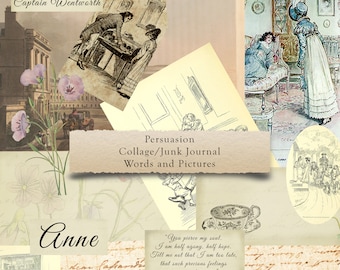 Persuasion by Jane Austen  - ephemera, junk journals, printable paper crafts, scrapbooking, collage sheet, digital download