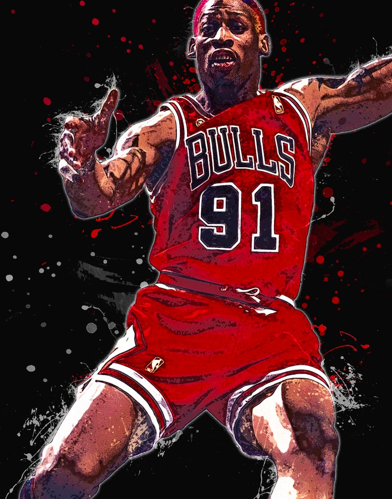 Dennis Rodman Poster Rodman Print Canvas Print Chicago Bulls - Etsy