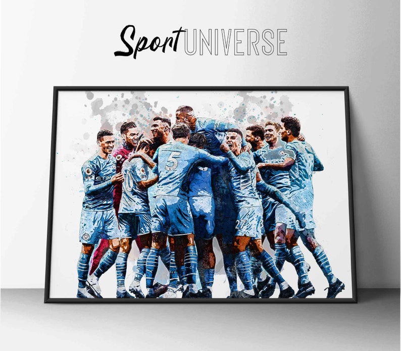 Manchester City Poster Manchester City Team Print Art Print Etsy