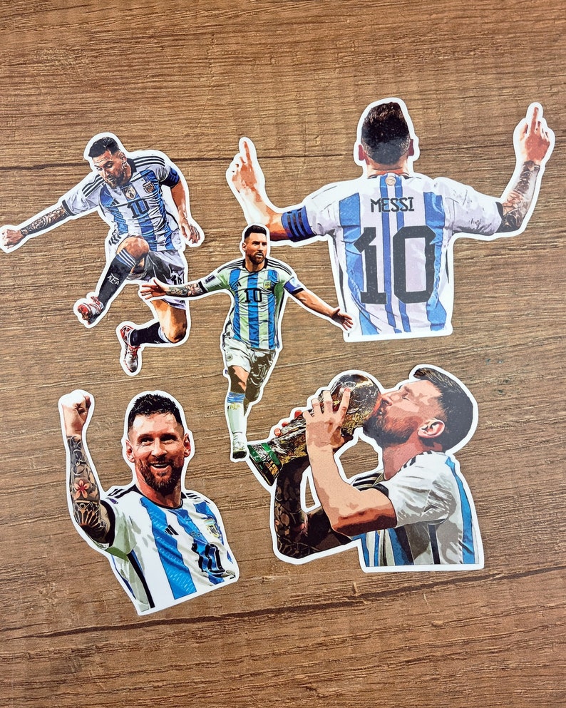 Messi Stickers Set Messi 5 Sticker Set Laminated Waterproof - Etsy