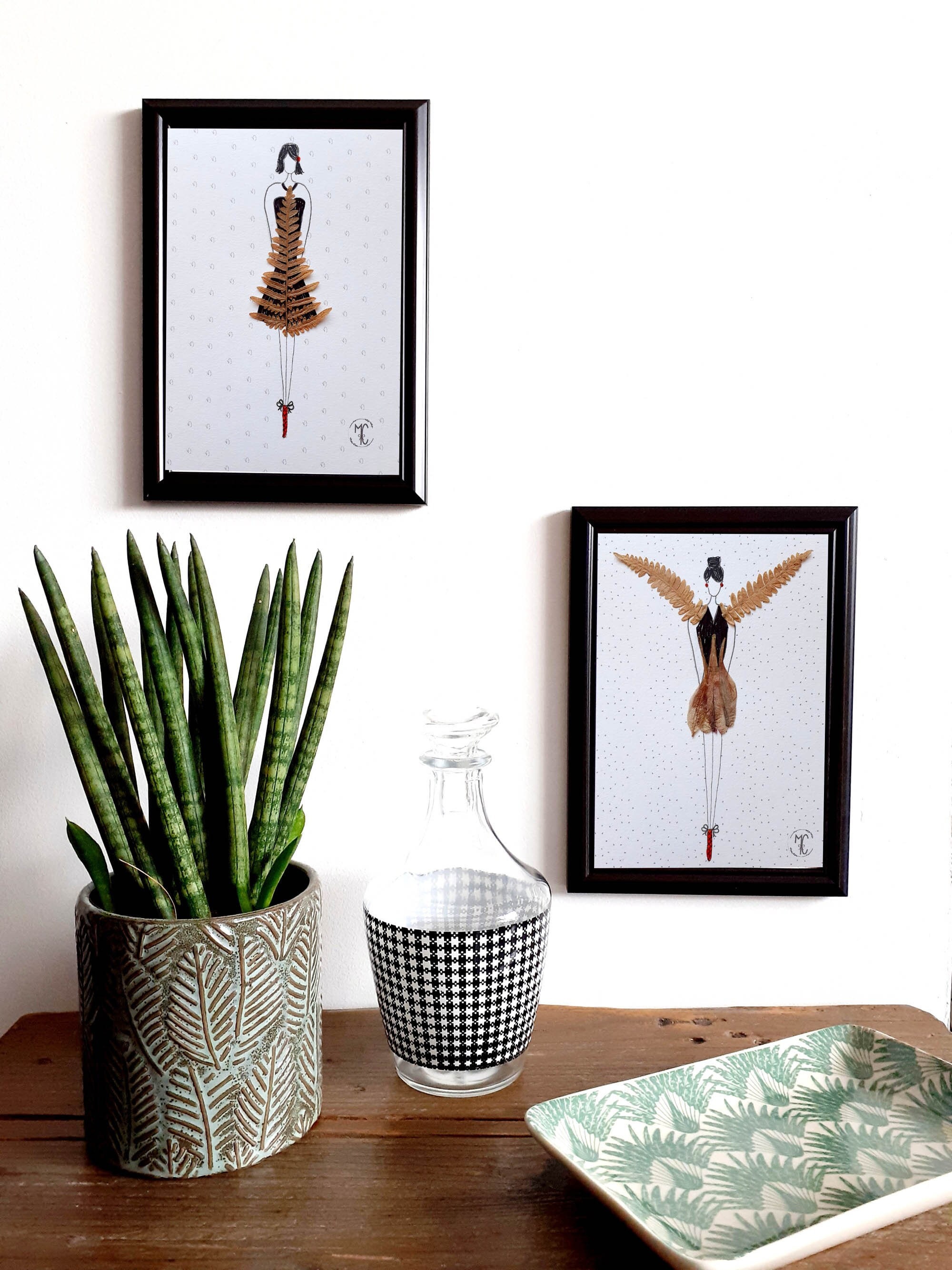 Illustration Fleurie Déco Murale Fleurs Séchées Vintage Fashion Art Floral Oshibana