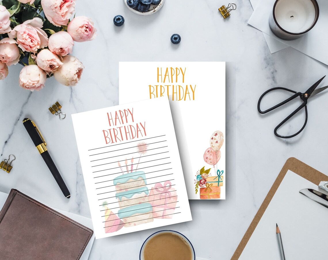 Printable Birthday Stationery Set Printable Cute Birthday | Etsy