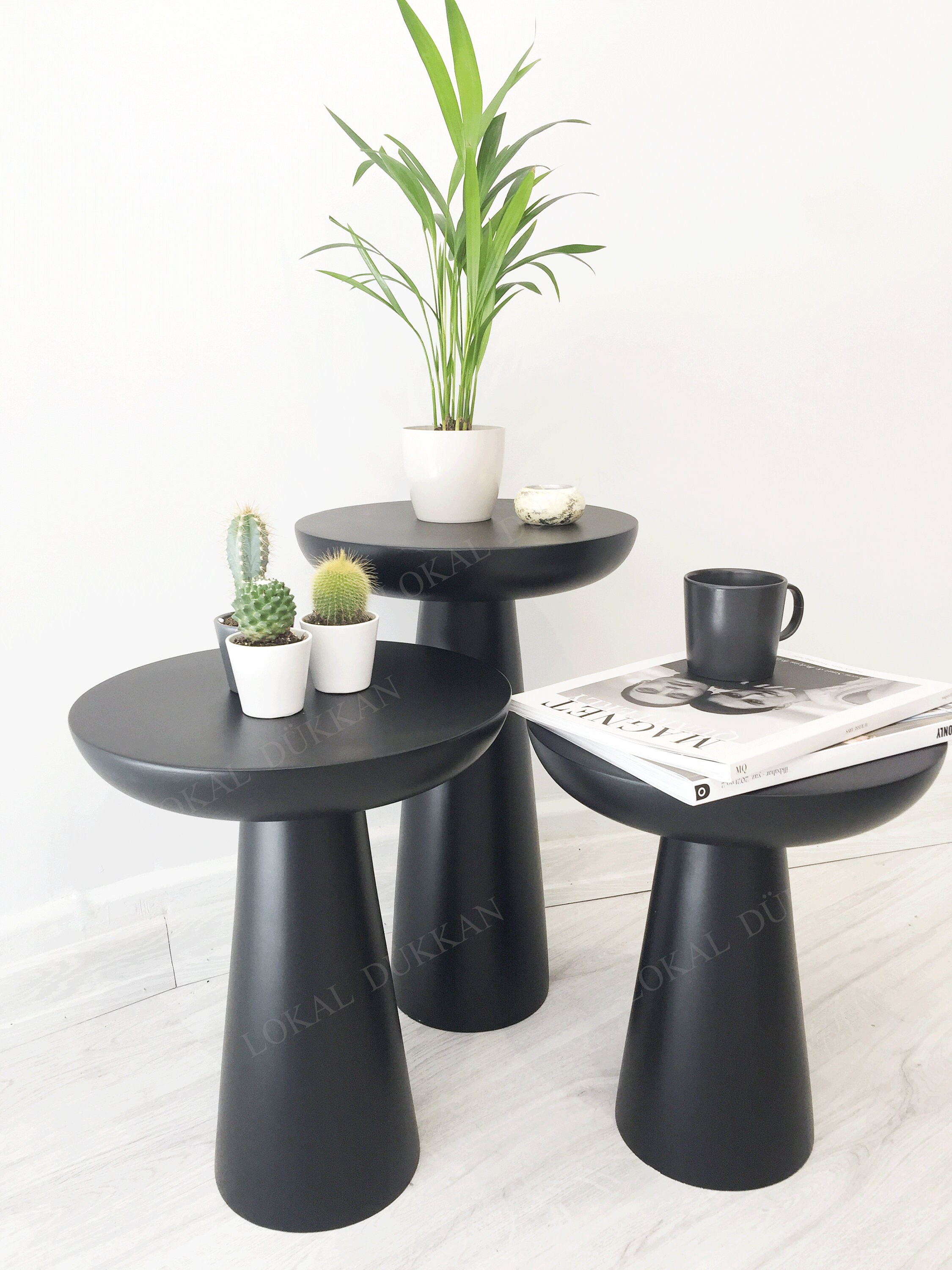 3 Pieces Mushroom Coffee Tables Black Etsy