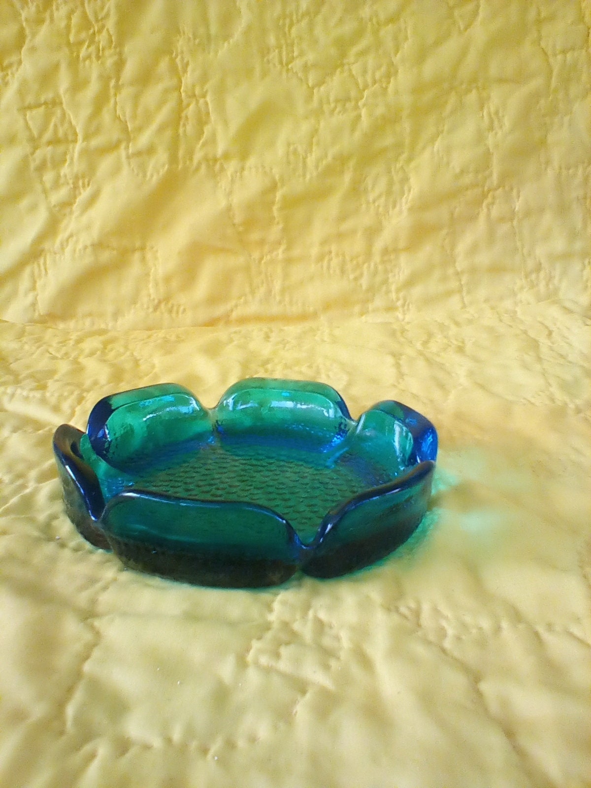 Vintage 1974 Anchor Hocking Sapphire Blue Glass Ashtray Etsy