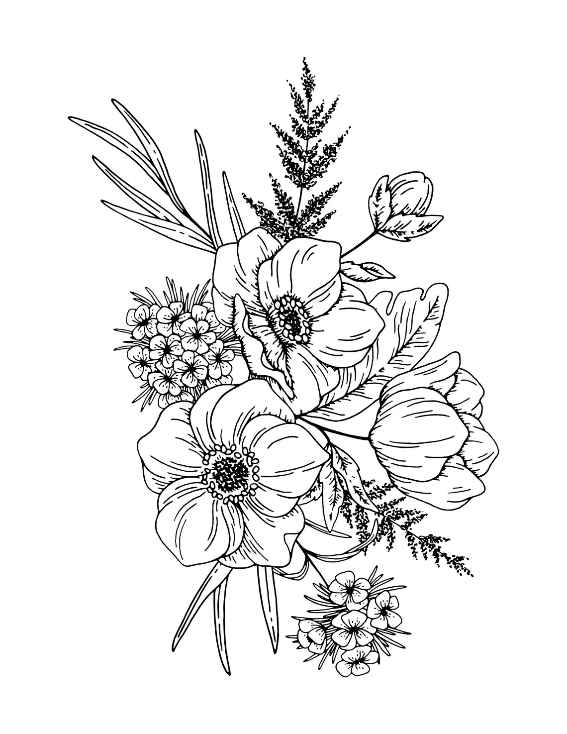Adult Coloring Pages Floral Coloring Pages Flower Coloring - Etsy.de