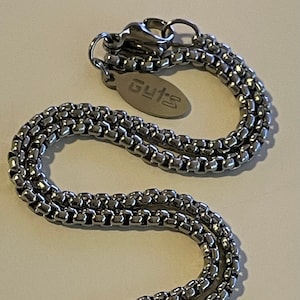 Chain Necklace Stainless Steel, 3mm width and 21&quot; of length rounded box link.