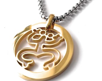 Coqui Taino Stainless Steel Pendant Necklace, Puerto Rico Pride