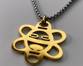 Sol Taino Stainless Steel Pendant Necklace, Puerto Rican Sun Symbol