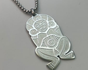 Taino Yocahu Stainless Steel Pendant, Puerto Rico Pride
