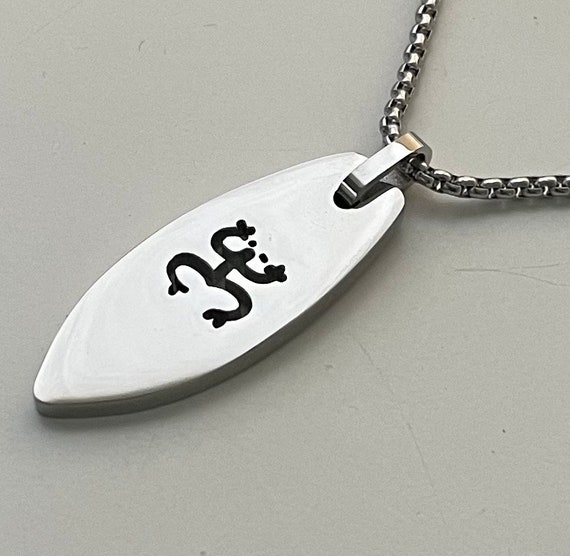 Coqui Taino Surfboard Necklace, Stainless Steel Puerto Rican Pendant