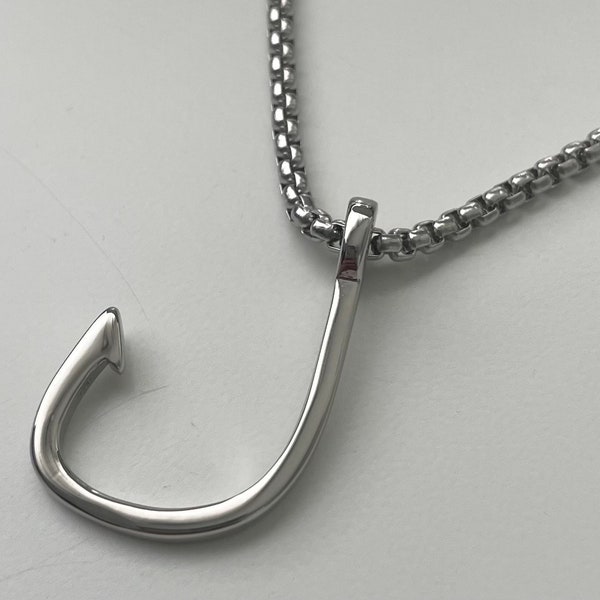Fish Hook. gift for him. Fishing Hook Necklace. Fisherman gifts. Beautiful Men's pendant for outdoor enthusiasts, boating life style