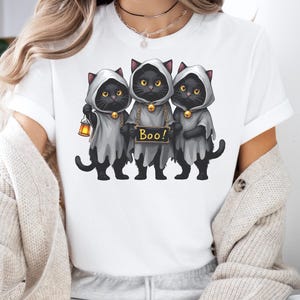 Cat Halloween T-Shirt Funny Black Cat Halloween T shirt Cute Halloween Gift Cat Ghost Tee cat lover gift T-shirt halloween gift for mom