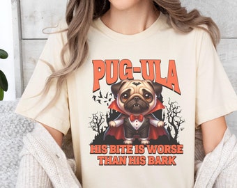 Halloween Pug T-Shirt Dracula Pug Pug-ula Design, Funny Pug Dog Tee, Perfect Gift for Pug Lovers, Spooky Pet Apparel for Halloween