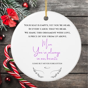 Ceramic Memorial Christmas Tree Ornament Personalized Poem Memorial Keepsake Holiday Gift Sympathy Ornament Memorial Decor for Christmas