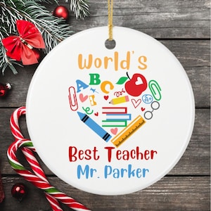 Personalized Teacher Christmas Tree Ornament Decoration Custom Teacher Appreciation Ceramic Tree Ornament Gift For A Teacher Keepsake Gift