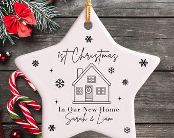 Personalized New Home Christmas Star Ornament Ceramic Decor Holiday Keepsake First Christmas Gift Custom Name first Christmas Ornament Gift