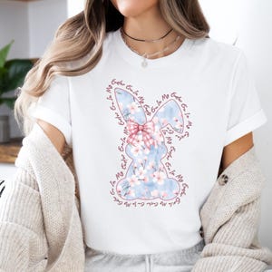Floral Easter Bunny t-shirt Cute Easter T Shirt Spring Bunny Tee Floral Rabbit Matching shirt Easter Bunny Gift Teacher Easter Gift For Mom