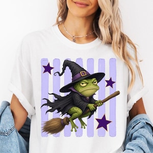 Lustiger Halloween-Frosch PNG Hexenfrosch Sublimation Grumpy Frog PNG Frosch-Halloween-PNG Netter Hexen-Frosch Lustiges Halloween-Shirt Design png