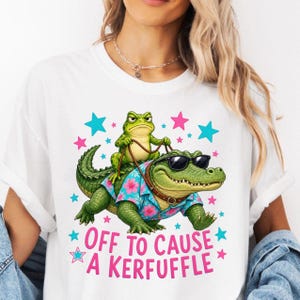 Aus, um einen Kerfuffle PNG zu verursachen Lustiger Frosch png Spaß Alligator PNG Sarkastischer Frosch PNG Lustiges Zitat Grumpy Frog Sublimationsentwurf