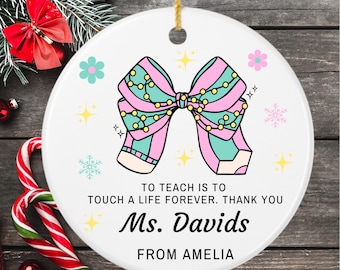 Personalized Teacher Christmas Tree Ornament Decoration Custom Teacher Appreciation Ceramic Tree Ornament Gift For A Teacher Keepsake Gift