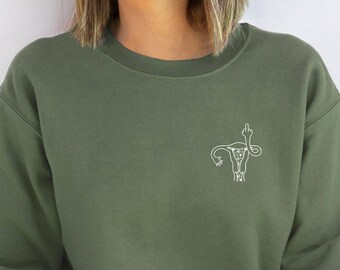 Middle Finger Uterus Pocket Size Sweatshirt, Women's Rights Sweater, Pro Roe V Wade Shirt, 1973 Shirt, Pro Choice Shirt, Abortion Sweatshirt