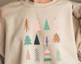 Christmas Trees Sweatshirt, Pine Tree Sweatshirt, Christmas Sweater, Christmas Gifts, Holiday Sweaters for Women, Winter Shirts, Xmas Tshirt