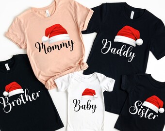 Christmas Family Shirt, Custom Christmas Tee, Christmas Family Pajamas, Santa Hat Shirt, Matching Xmas Shirt, Christmas Gift, Holiday Gifts