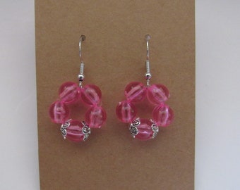 Boucles d'oreilles rondes roses transparentes