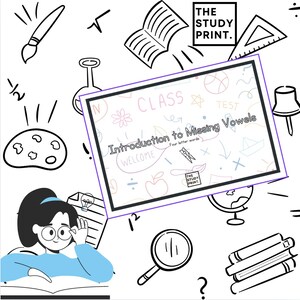 Tarjetas de recortes de fonética para cajas de tarjetas de tareas Centros de alfabetización y actividades; Introducción a las palabras de cuatro letras con vocales faltantes
