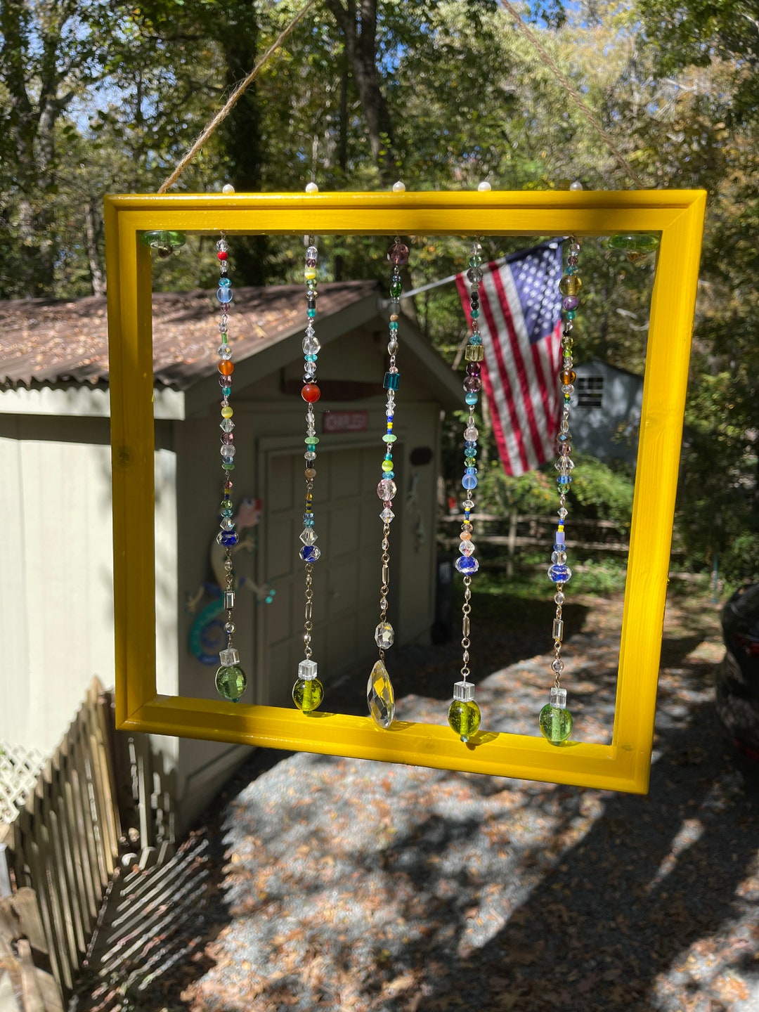 Yellow Suncatcher Frame Handmade Home Decor up Cycled From Etsy