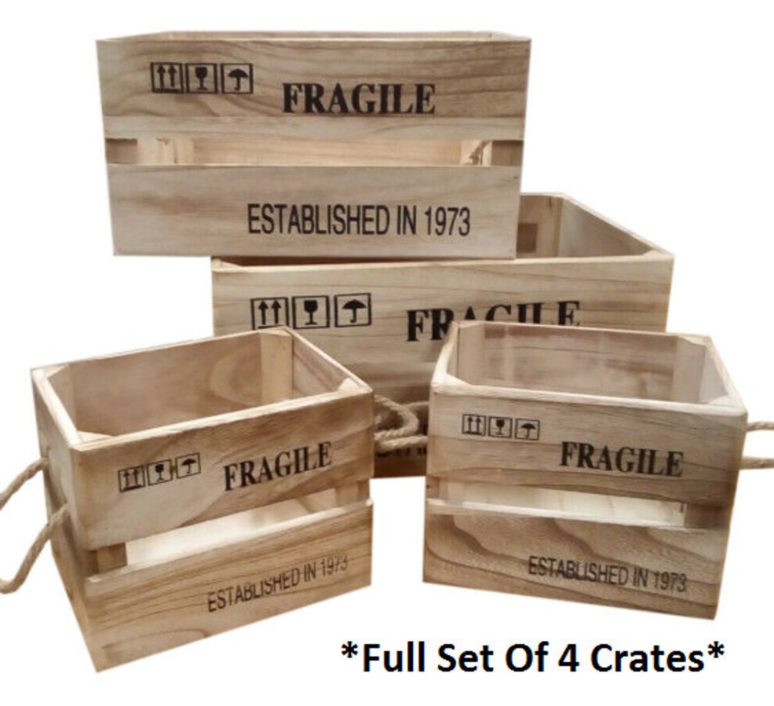 Wooden Crates with Rope Handles Etsy