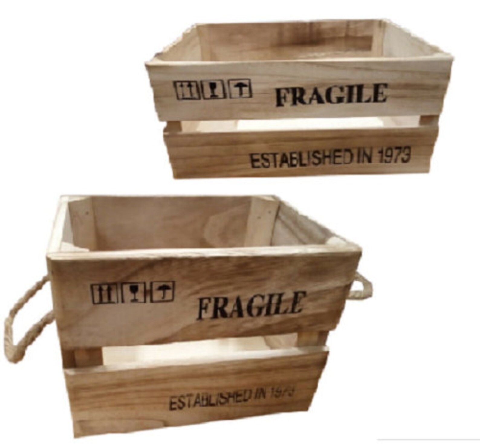 Wooden Crates with Rope Handles Etsy
