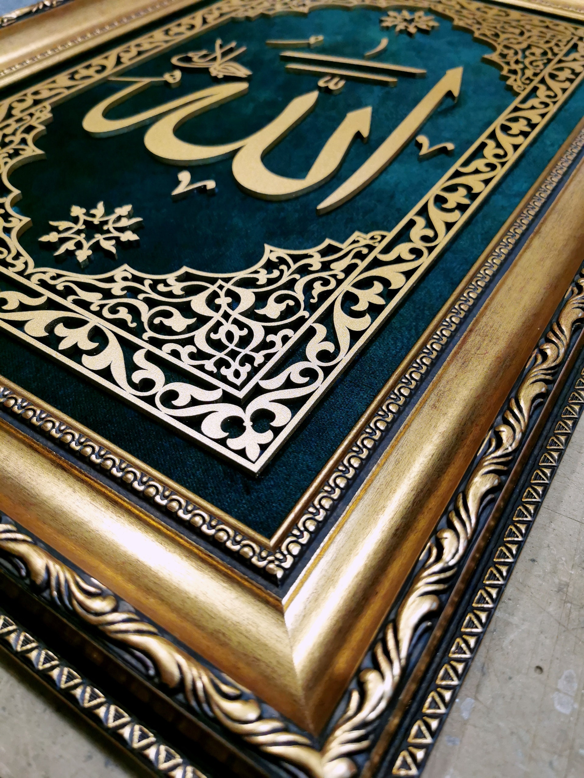 額入りイスラム壁アート、アッラー・ムハンマド壁アート、イスラム教徒