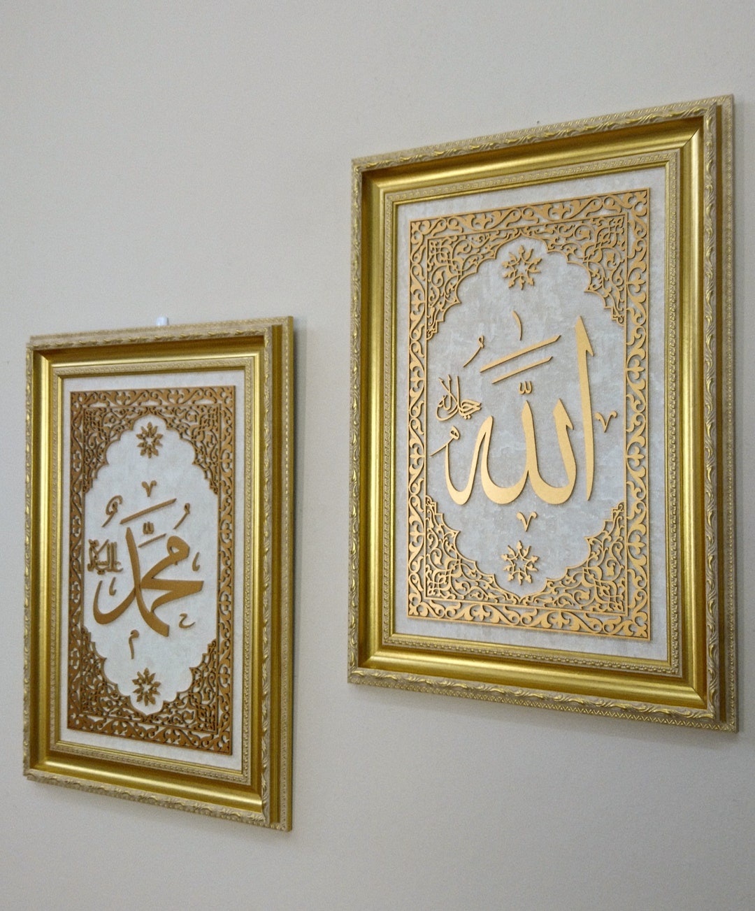 額入りイスラム壁アート、アッラー・ムハンマド壁アート、イスラム教徒