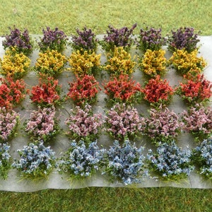 Self Adhesive Flowering Bushes (30) Pack A for Model Railway, Diorama's & Wargaming