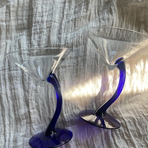 Bravura- Abbey Libbey Martini Glassess with cobalt blue stem