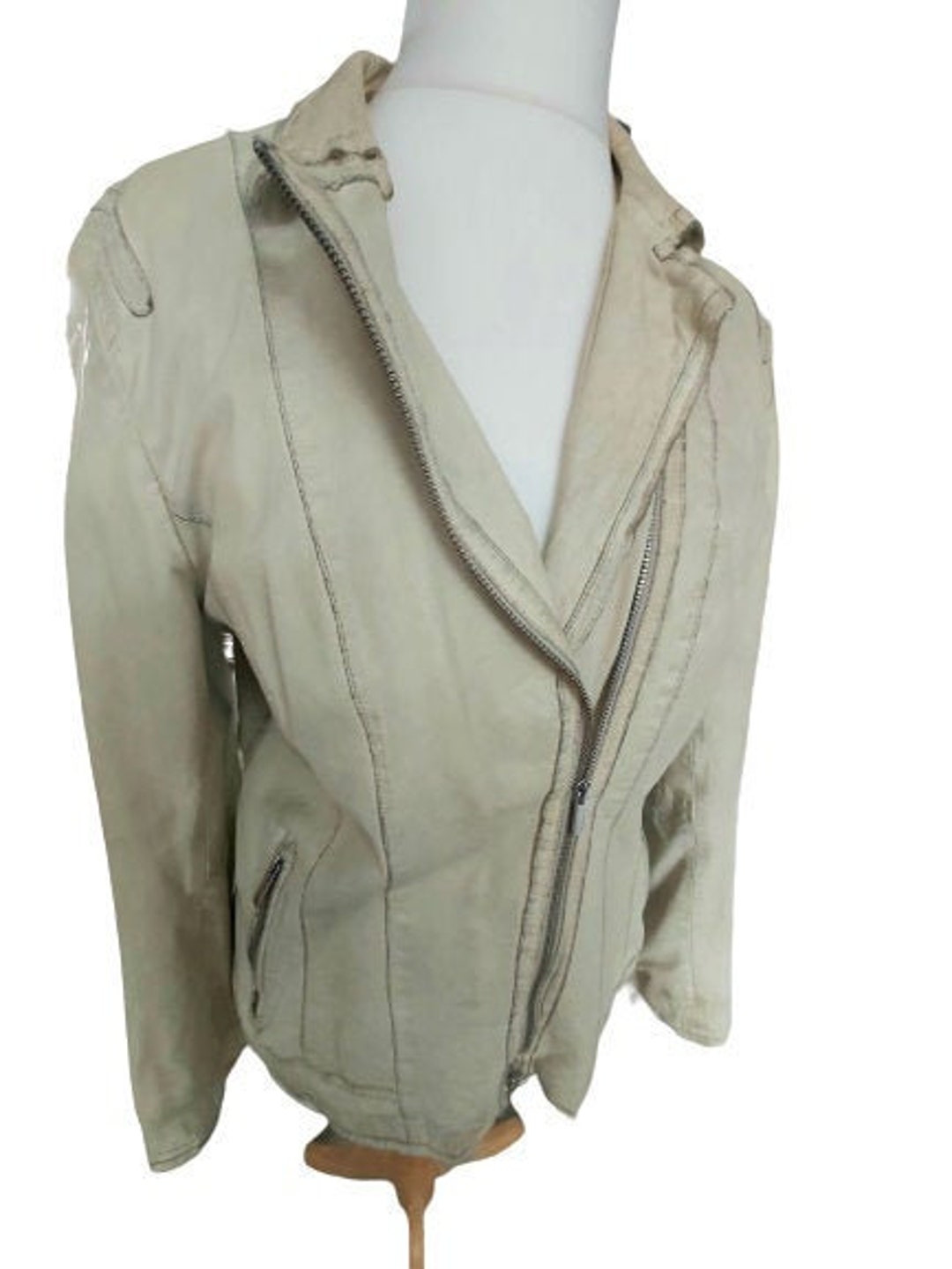 Women's Vintage Milestone Ecru Leather Jacket Size L. Etsy